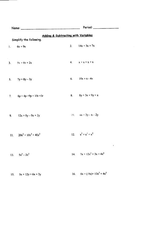 combining like terms equations worksheet with answers